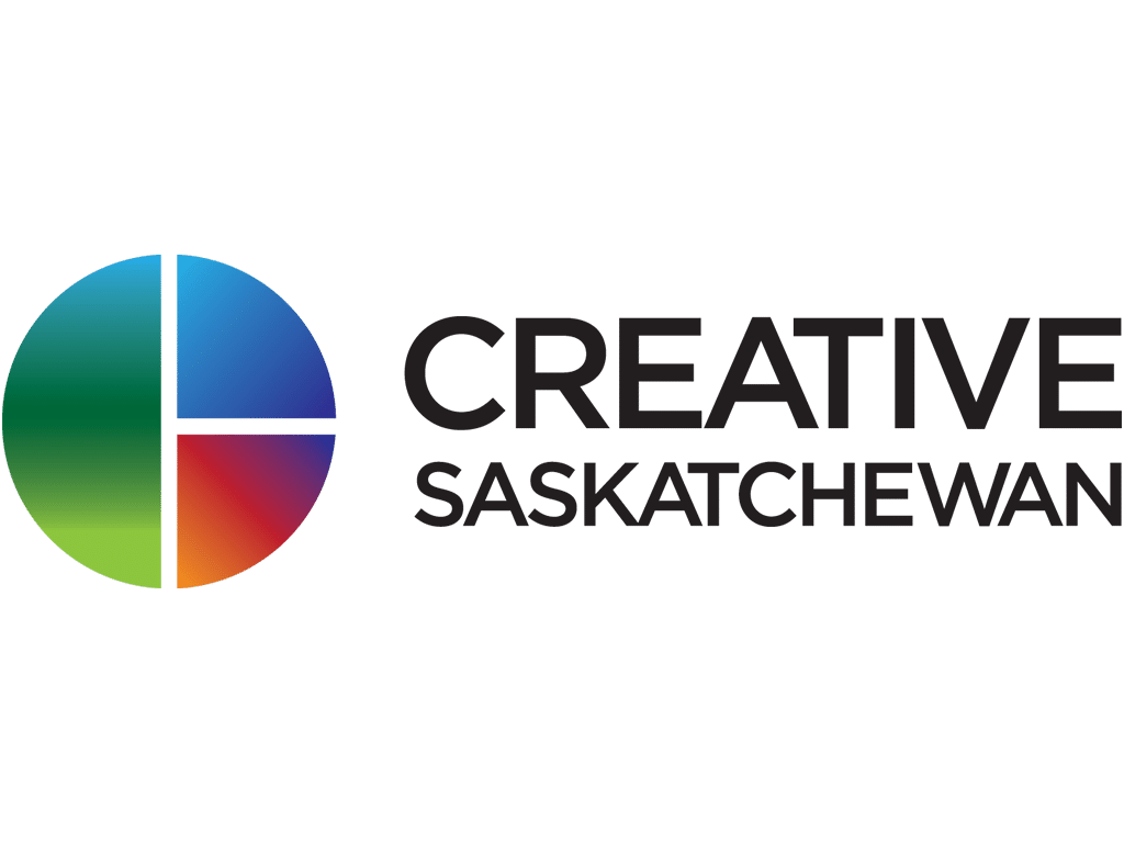 Multicoloured circle and text - Creative-Saskatchewan logo