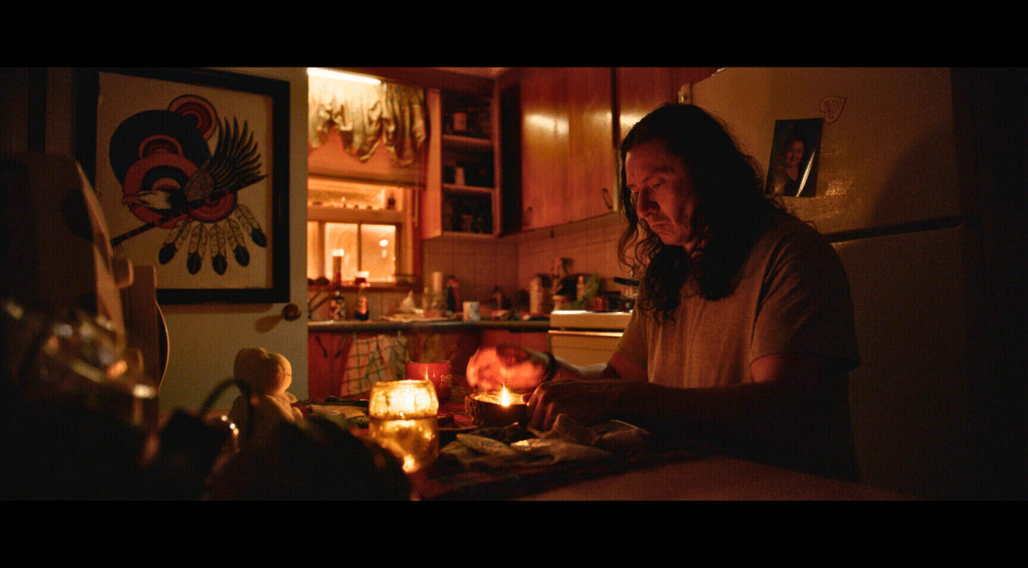 Still photo from documentary short Athegus showing a person